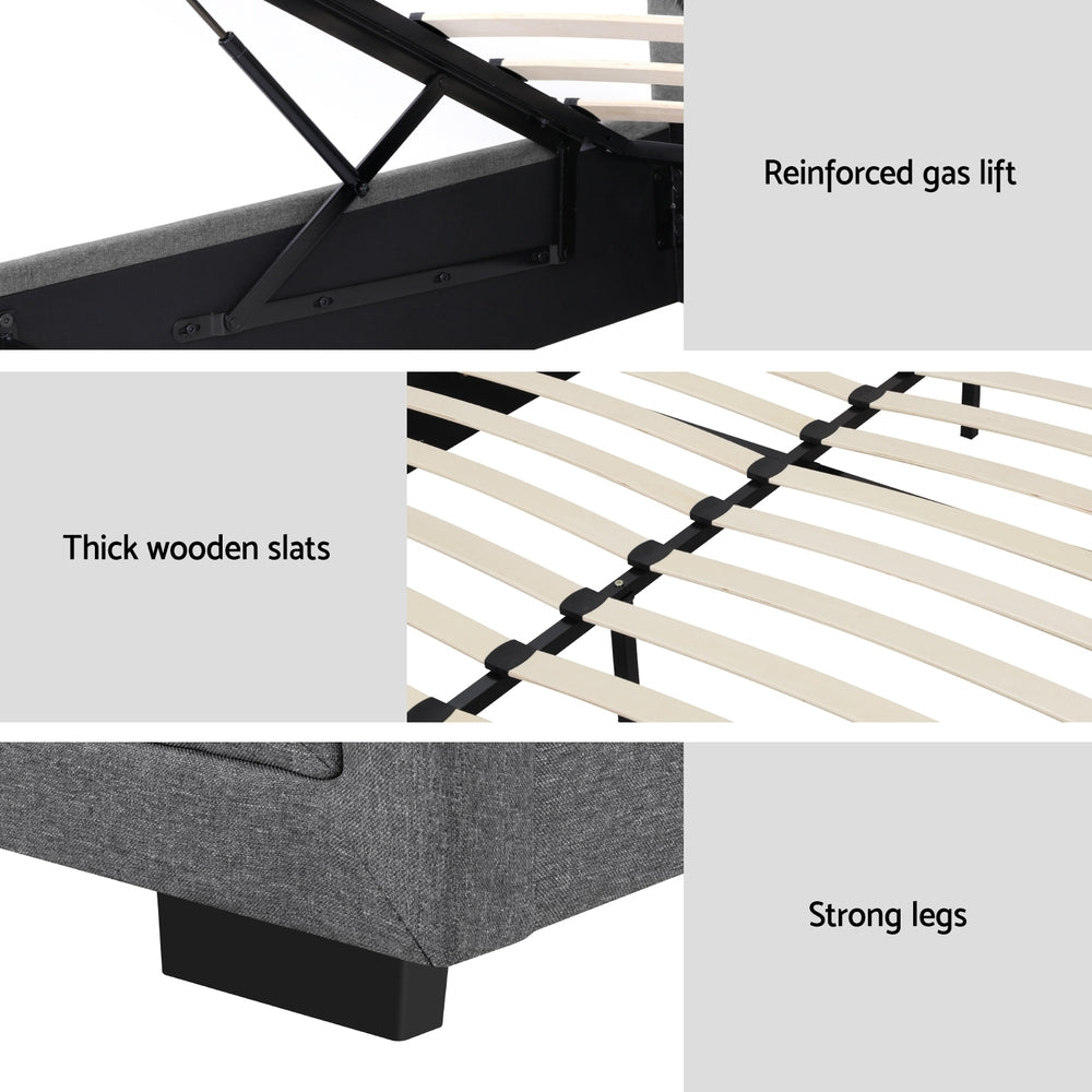 Artiss Bed Frame King Size Gas Lift Grey TIYO - TRENDZ