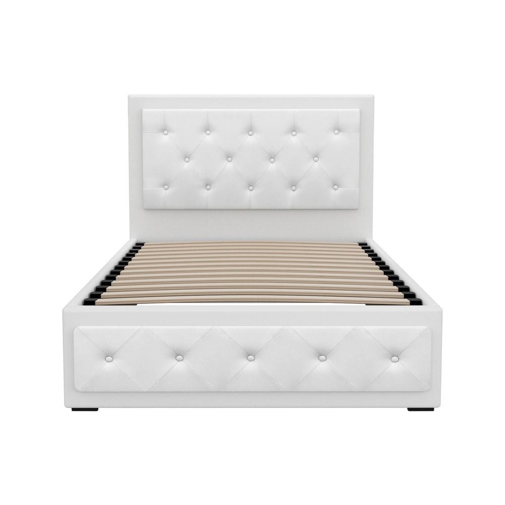 Artiss Bed Frame King Single Size Gas Lift White TIYO - TRENDZ