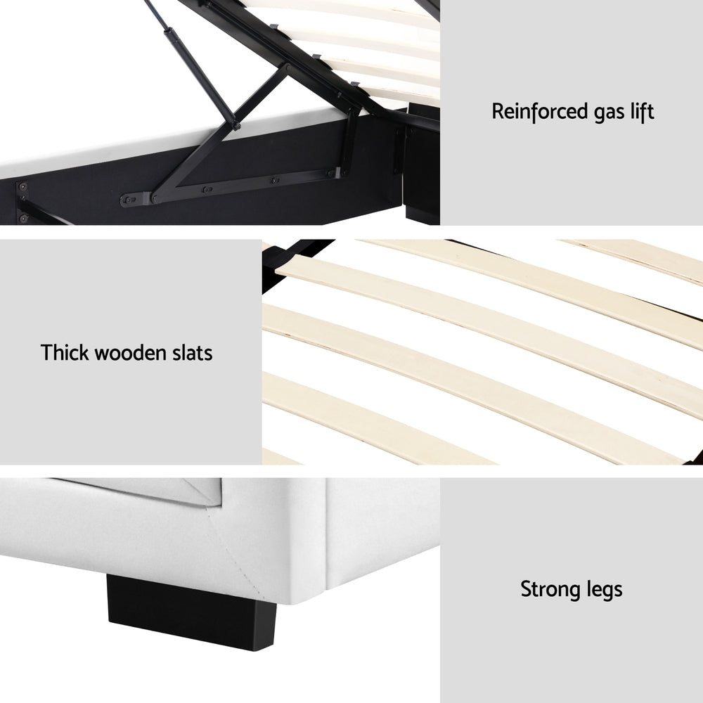 Artiss Bed Frame King Single Size Gas Lift White TIYO - TRENDZ