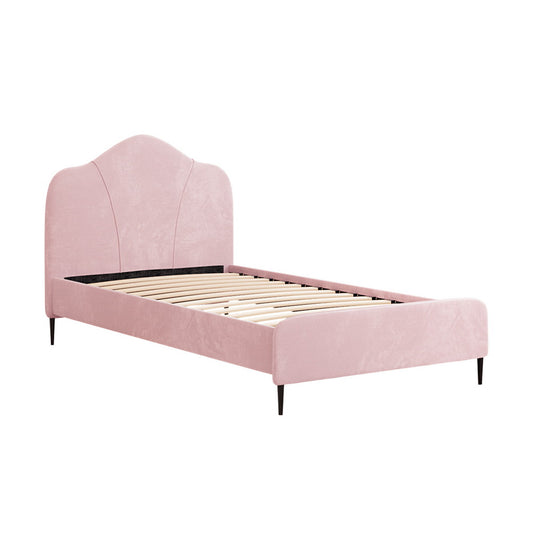 Artiss Bed Frame King Single Size Velvet Pink OLAN - TRENDZ
