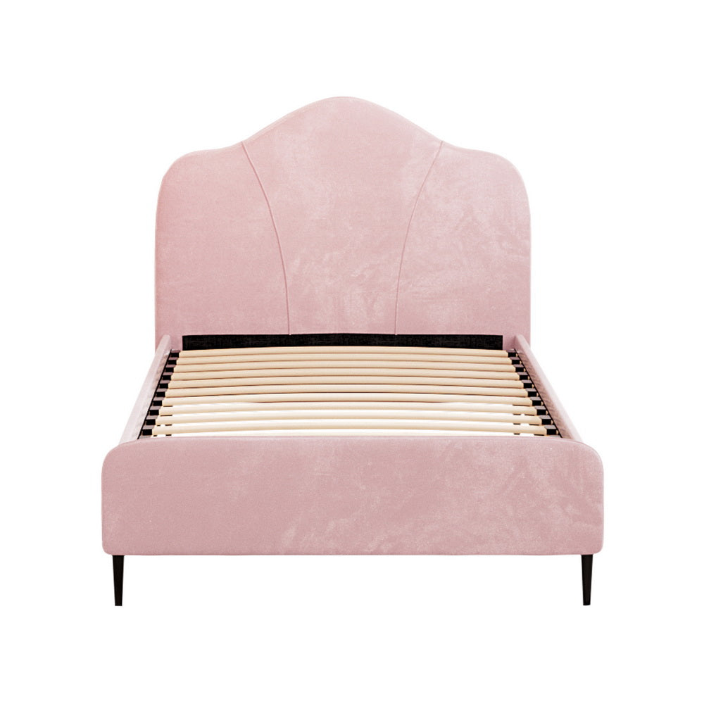Artiss Bed Frame King Single Size Velvet Pink OLAN - TRENDZ