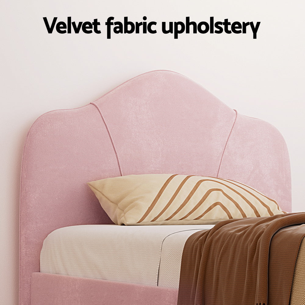 Artiss Bed Frame King Single Size Velvet Pink OLAN - TRENDZ