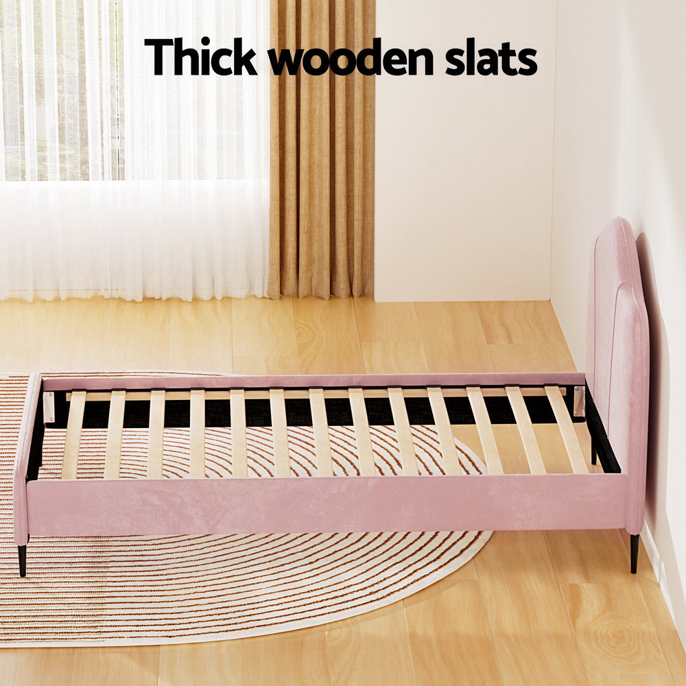 Artiss Bed Frame King Single Size Velvet Pink OLAN - TRENDZ