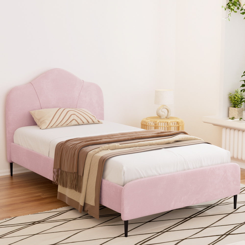 Artiss Bed Frame King Single Size Velvet Pink OLAN - TRENDZ