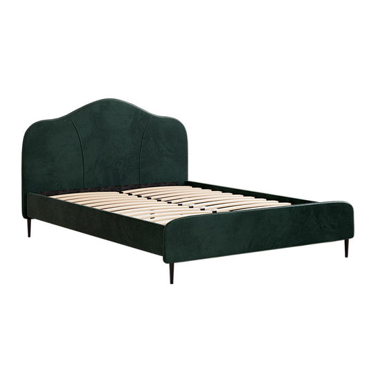 Artiss Bed Frame Queen Size Velvet Dark Green OLAN - TRENDZ