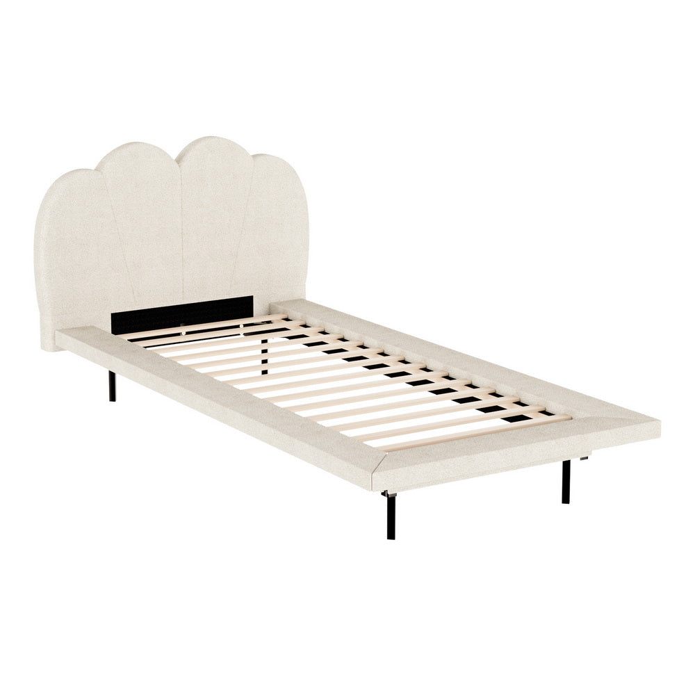 Artiss Bed Frame Single Size Boucle Beige SASA - TRENDZ