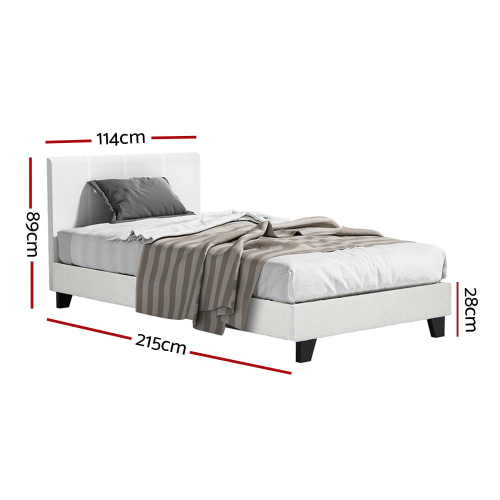 Artiss Bed Frame King Single Size Boucle NEO - TRENDZ