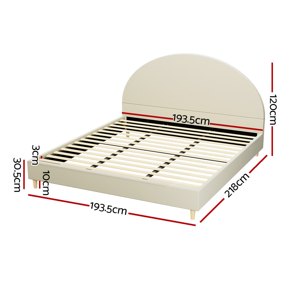 Artiss Bed Frame King Size Velvet Cream ELLA - TRENDZ