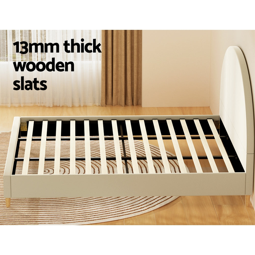 Artiss Bed Frame King Size Velvet Cream ELLA - TRENDZ