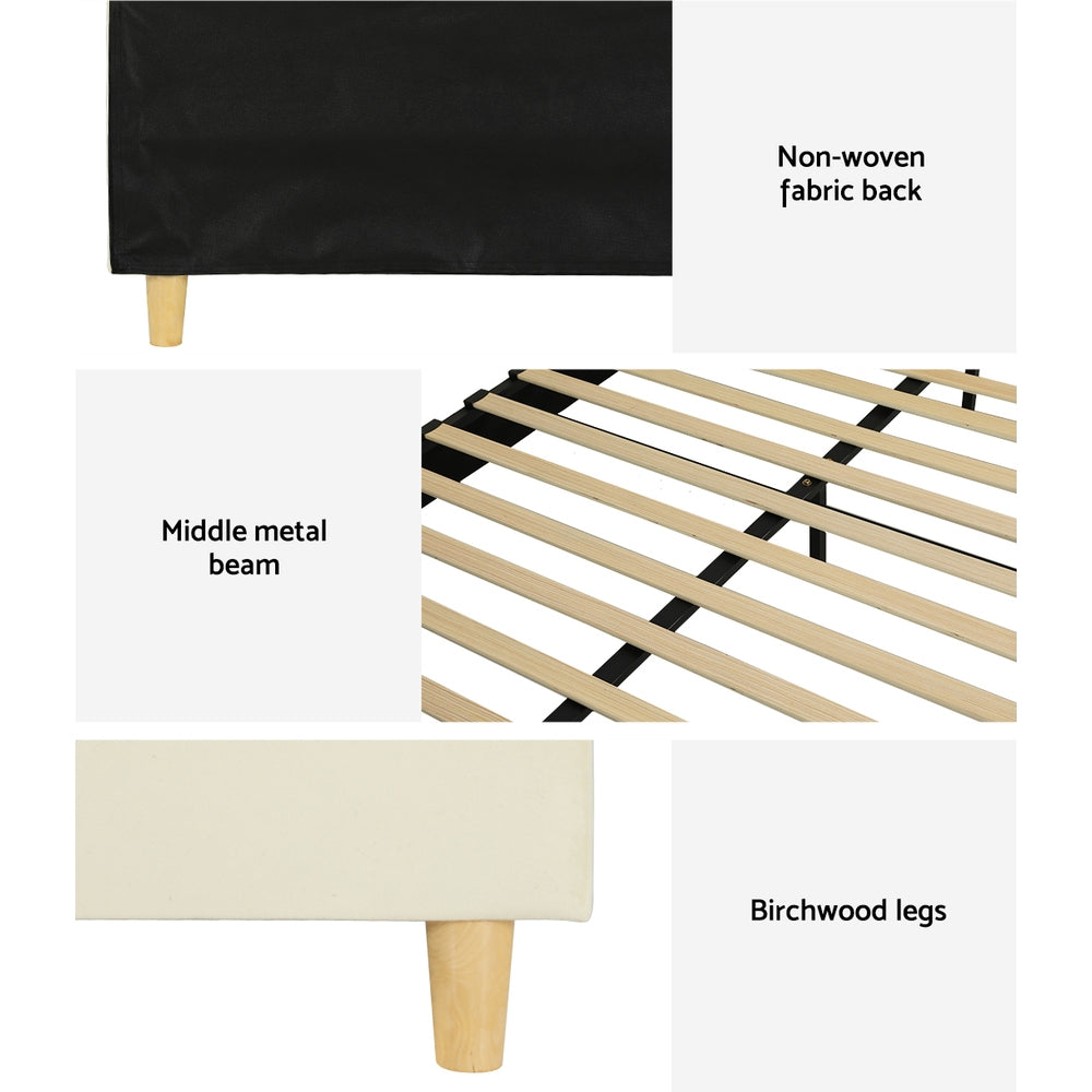 Artiss Bed Frame King Size Velvet Cream ELLA - TRENDZ
