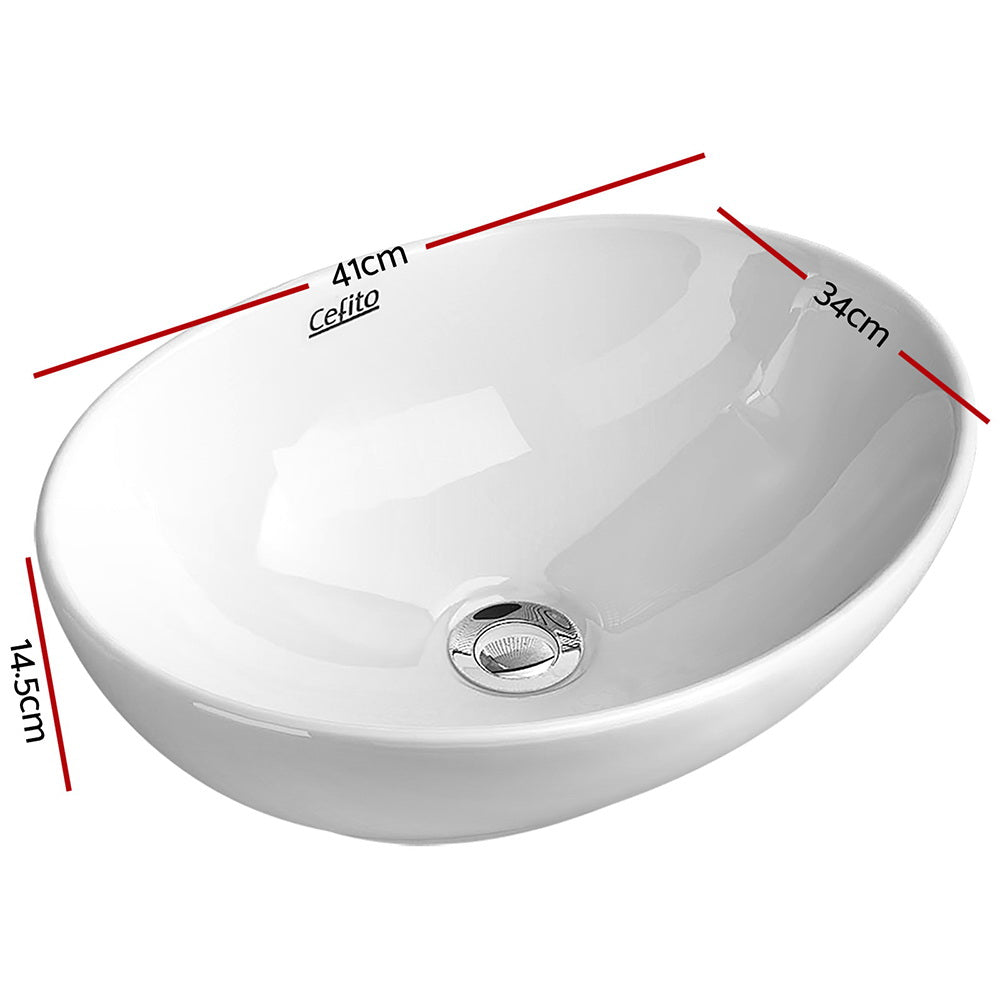 Cefito Bathroom Basin Ceramic Vanity Sink Hand Wash Bowl 41x34cm - TRENDZ