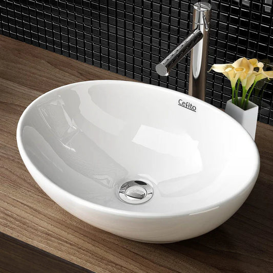 Cefito Oval Ceramic Bathroom Basin – 41x34cm
