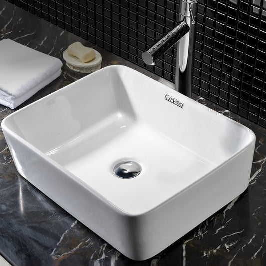 Cefito Bathroom Basin Ceramic Vanity Sink Hand Wash Bowl 48x37cm White - TRENDZ