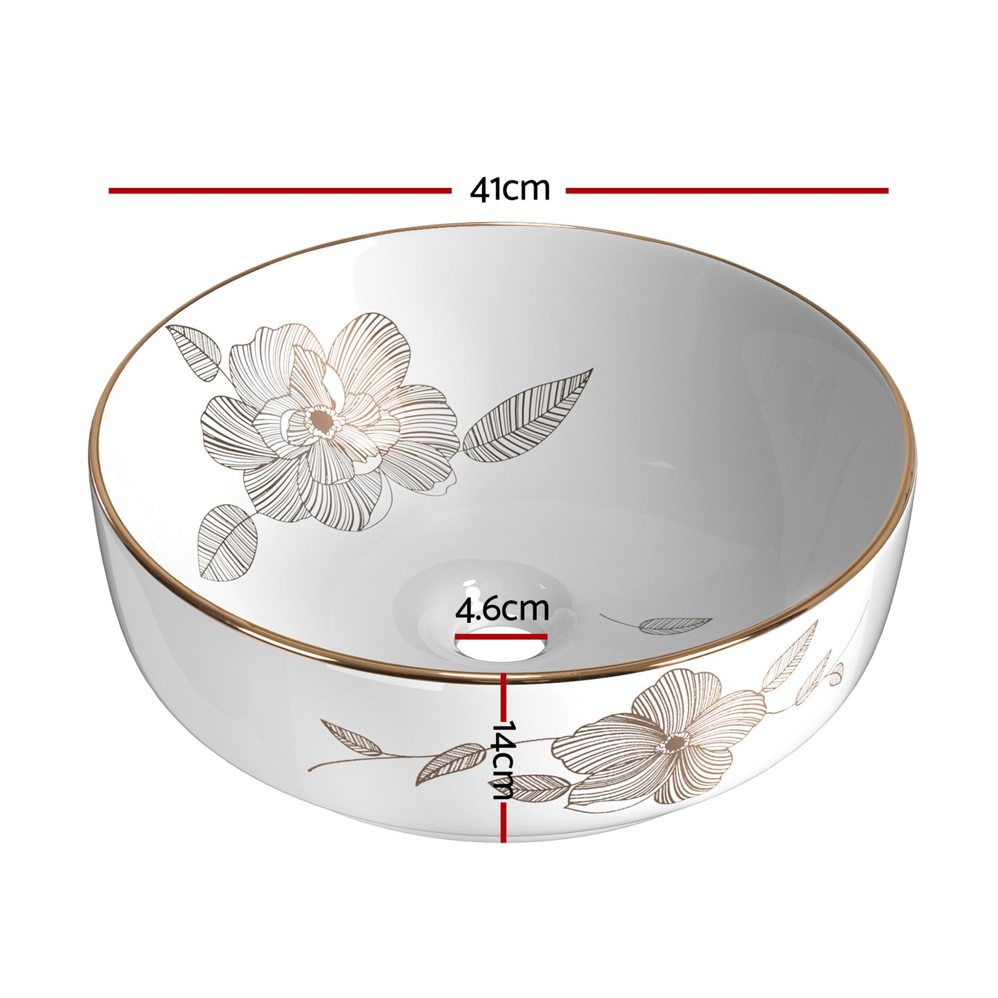 Cefito Bathroom Basin Ceramic Vanity Sink Hand Wash Bowl with Pattern 41x41cm - TRENDZ