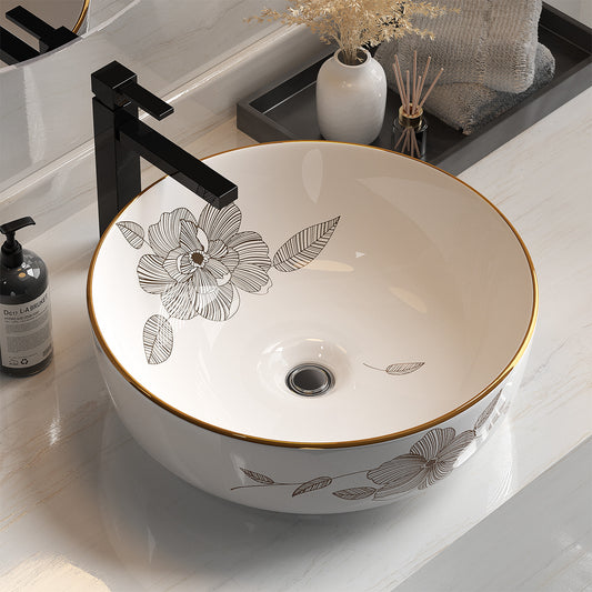 Cefito Bathroom Basin Ceramic Vanity Sink Hand Wash Bowl with Pattern 41x41cm - TRENDZ
