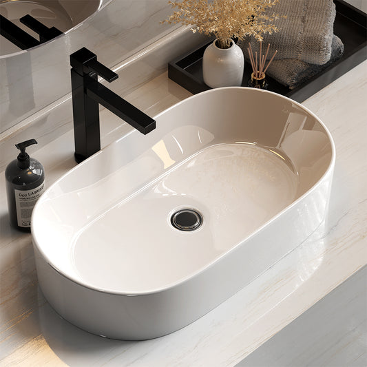 Cefito Bathroom Basin Ceramic Vanity Sink Hand Wash Bowl 52x31cm - TRENDZ