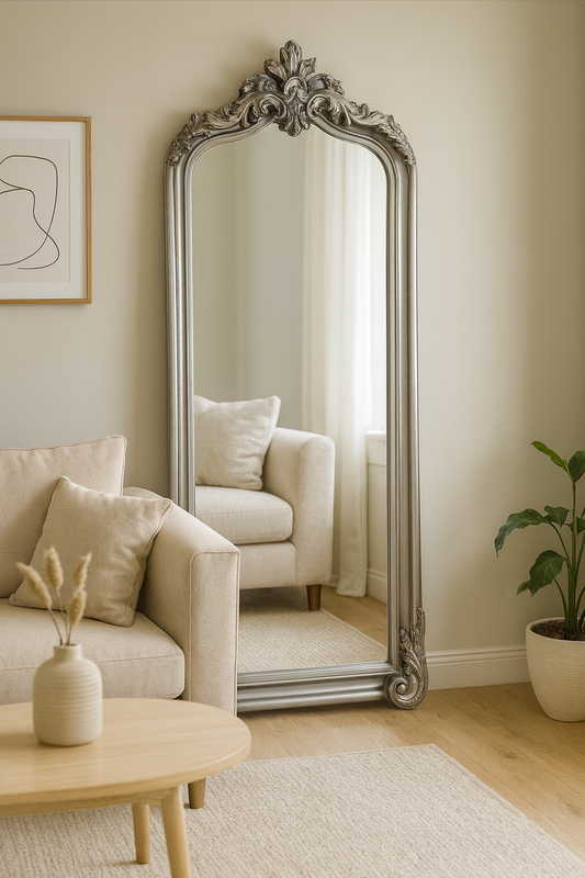 LUX Arch French Provincial Ornate Mirror – Antique Silver