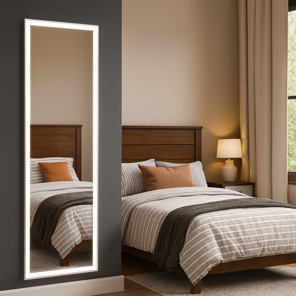 LED Full-Length Mirror 1.6m – Wall Mounted or Freestanding with Touch Control