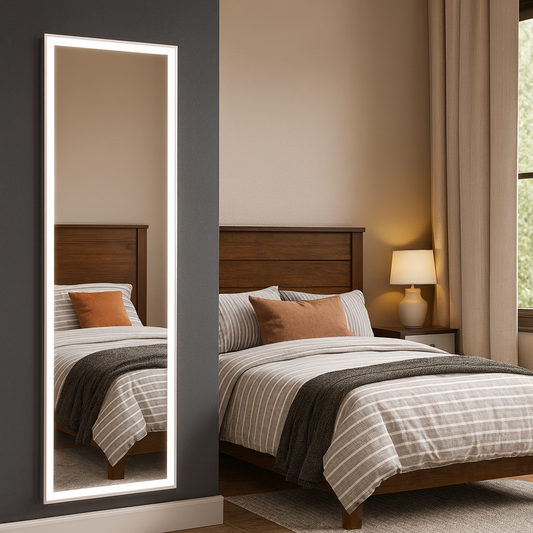 LED Full-Length Mirror 1.6m – Wall Mounted or Freestanding with Touch Control