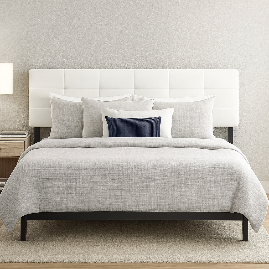PU Leather King Bed Deluxe Headboard Bedhead - White