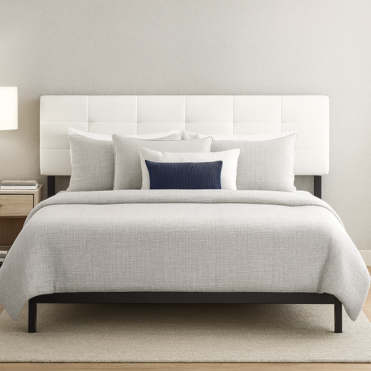 PU Leather King Bed Deluxe Headboard Bedhead - White