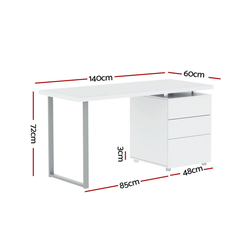 Artiss Computer Desk Drawer White 140CM - TRENDZ