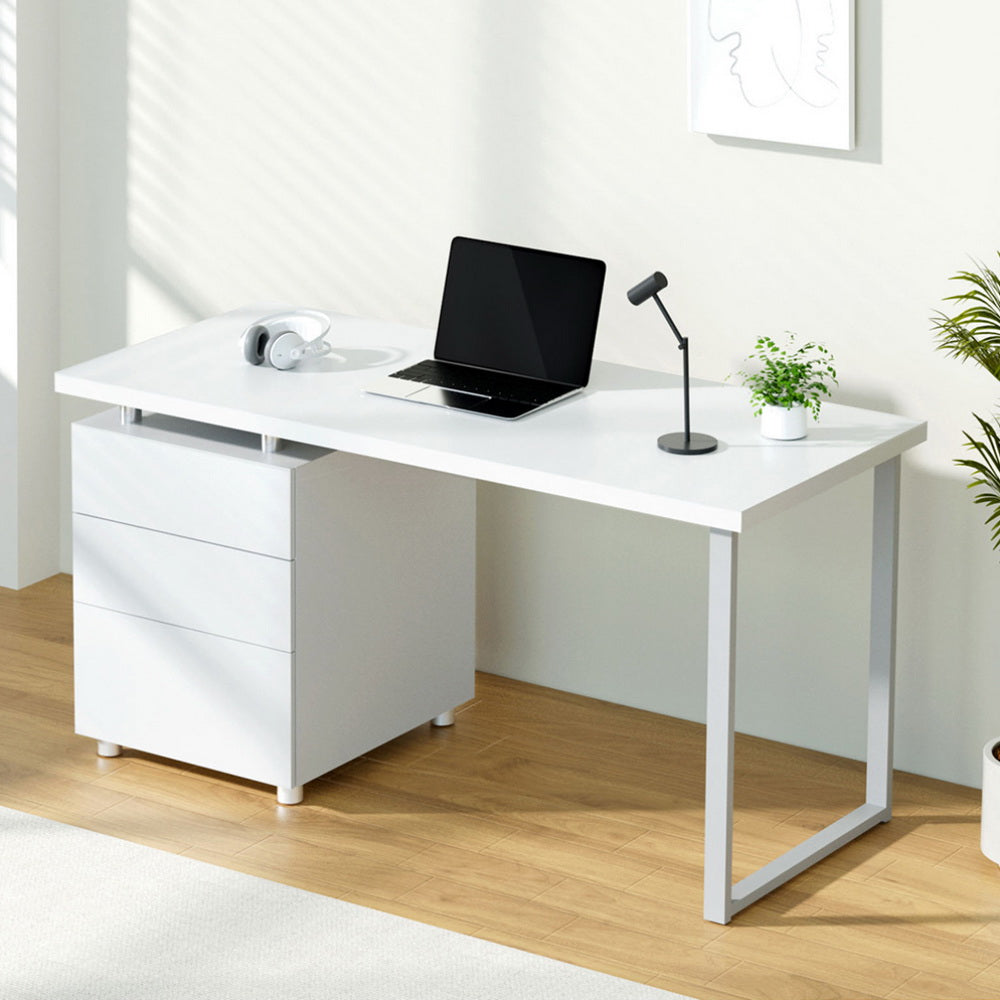 Artiss Computer Desk Drawer White 140CM - TRENDZ