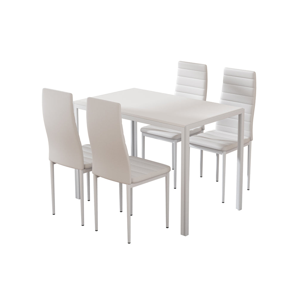 Artiss Dining Chairs and Table Dining Set 4 Chair Set Of 5 White - TRENDZ