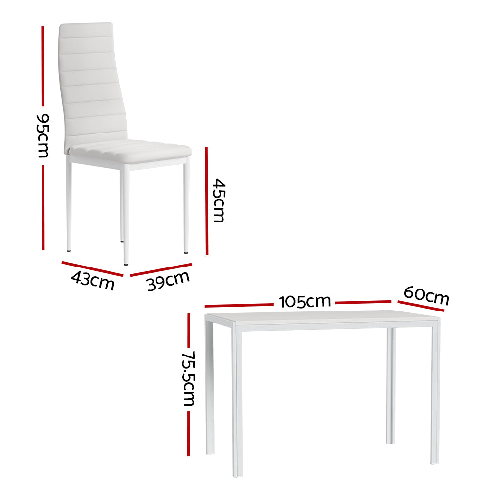 Artiss Dining Chairs and Table Dining Set 4 Chair Set Of 5 White - TRENDZ