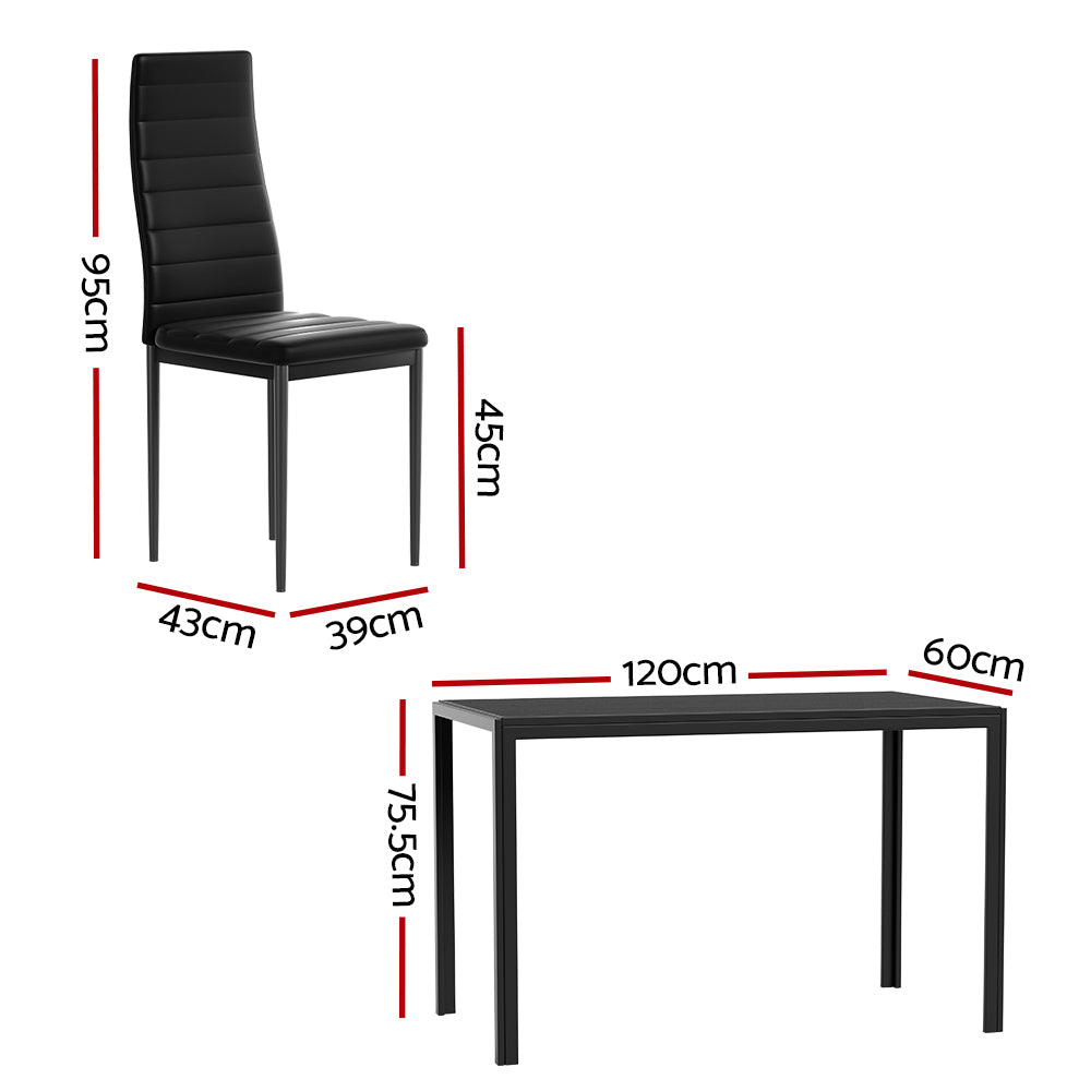 Artiss Dining Chairs and Table Dining 7 Piece Set Black - TRENDZ