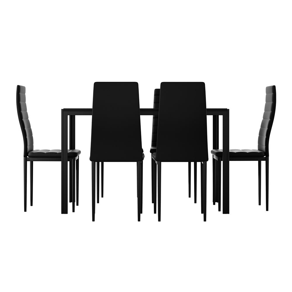 Artiss Dining Chairs and Table Dining 7 Piece Set Black - TRENDZ