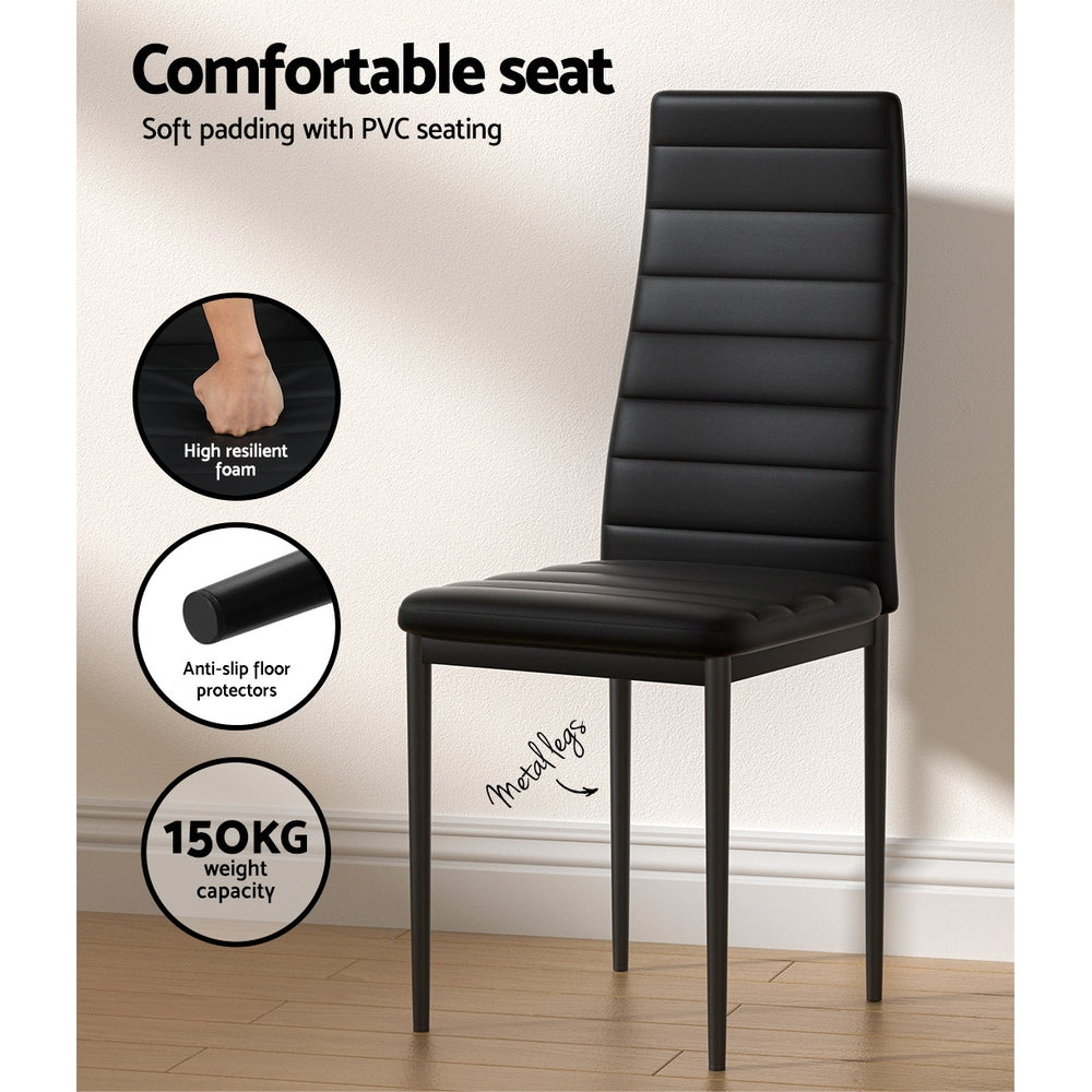 Artiss Dining Chairs and Table Dining 7 Piece Set Black - TRENDZ