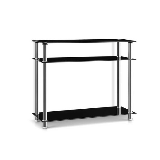 Artiss Console Table Tempered Glass Black - TRENDZ