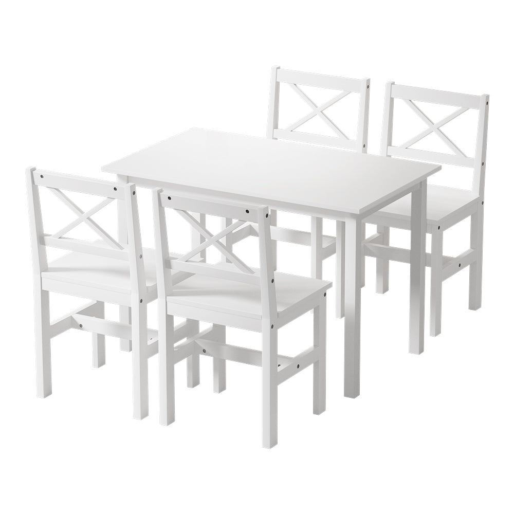 Artiss Dining Chairs and Table Dining Set 4 Cafe Chairs Set Of 5 4 Seater White - TRENDZ