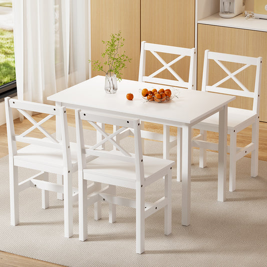 Artiss Dining Chairs and Table Dining Set 4 Cafe Chairs Set Of 5 4 Seater White - TRENDZ