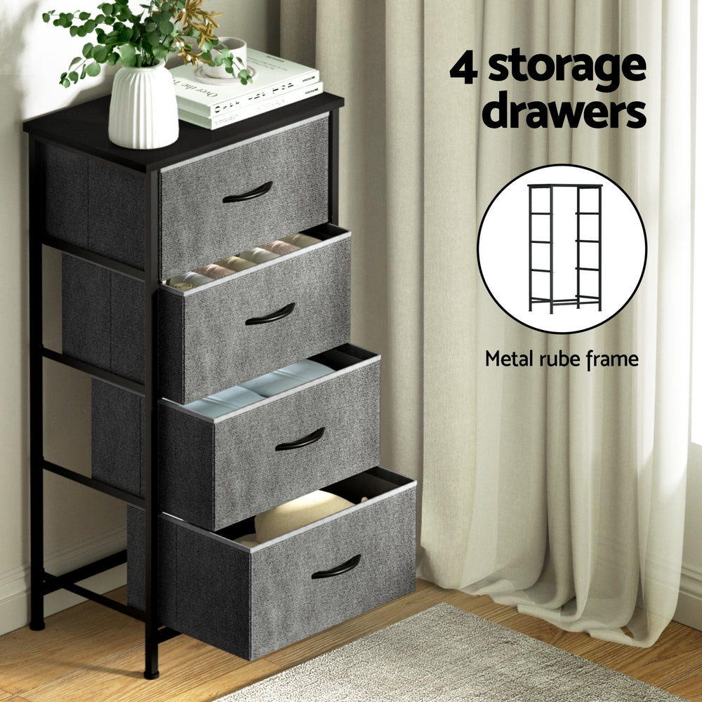 Artiss Chest of 4 Drawers Storage Dresser Tallboy Grey - TRENDZ