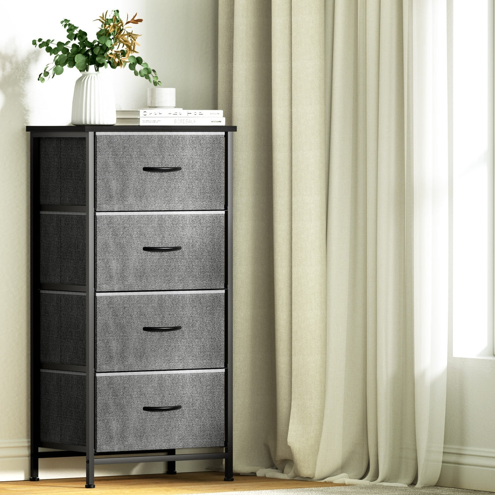 Artiss Chest of 4 Drawers Storage Dresser Tallboy Grey - TRENDZ