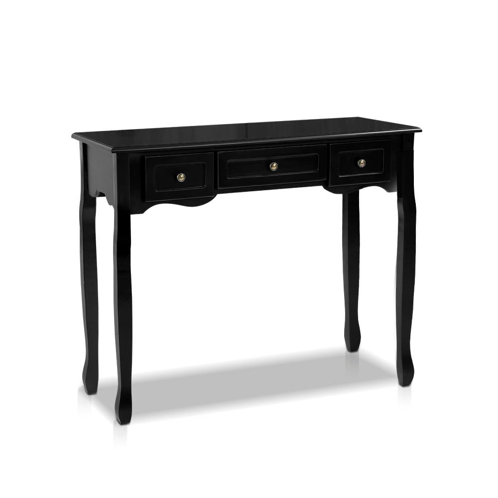 Artiss Console Table 3 Drawers Black Hamptons - TRENDZ