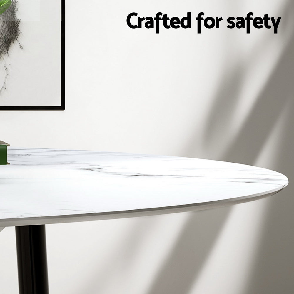 1 Artiss Dining Table and 4 Chairs Set Marble Grey - TRENDZ