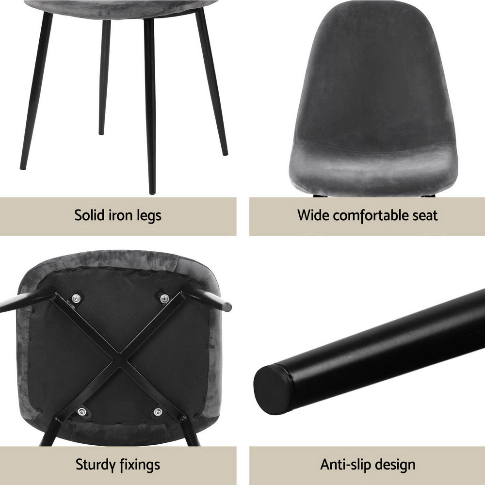 1 Artiss Dining Table and 4 Chairs Set Marble Grey - TRENDZ