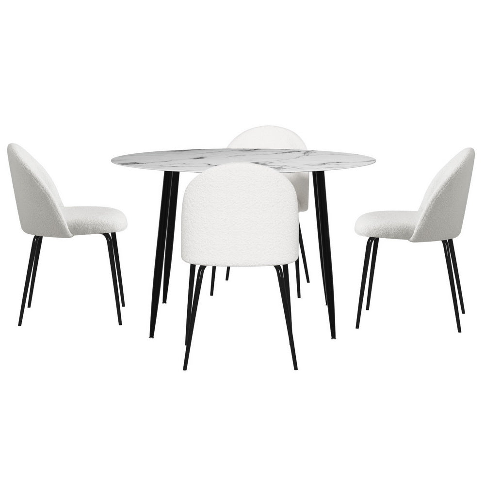 1 Artiss Dining Table and 4 Chairs Set Marble White - TRENDZ