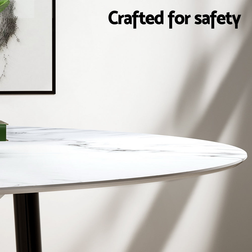 1 Artiss Dining Table and 4 Chairs Set Marble White - TRENDZ