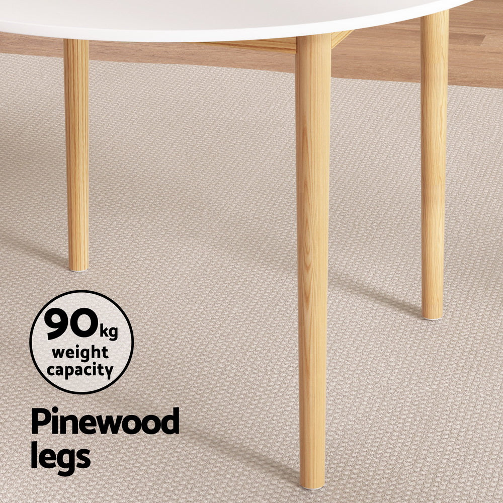 Artiss Dining Table and Chairs 5 Piece Set Wishbone Wood - TRENDZ