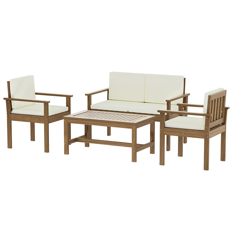 Gardeon 4-Piece Outdoor Sofa Set Wooden Couch Lounge Setting - TRENDZ