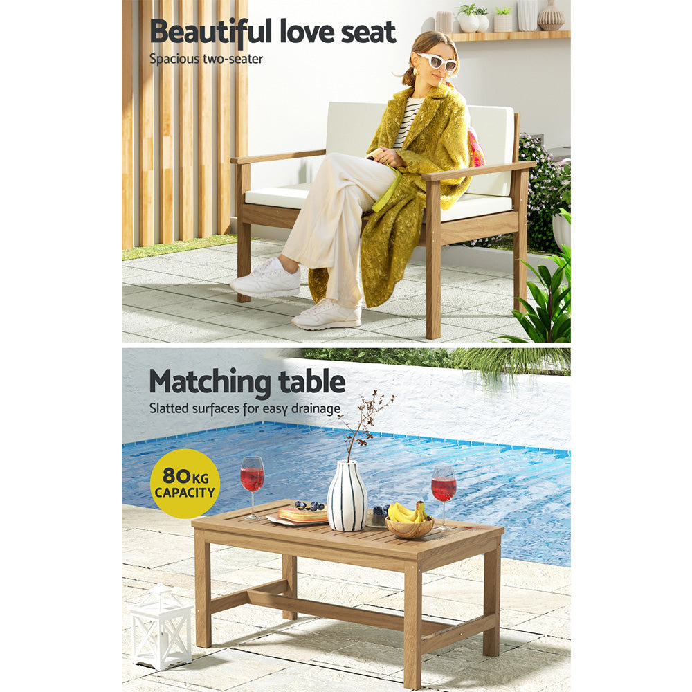 Gardeon 4-Piece Outdoor Sofa Set Wooden Couch Lounge Setting - TRENDZ