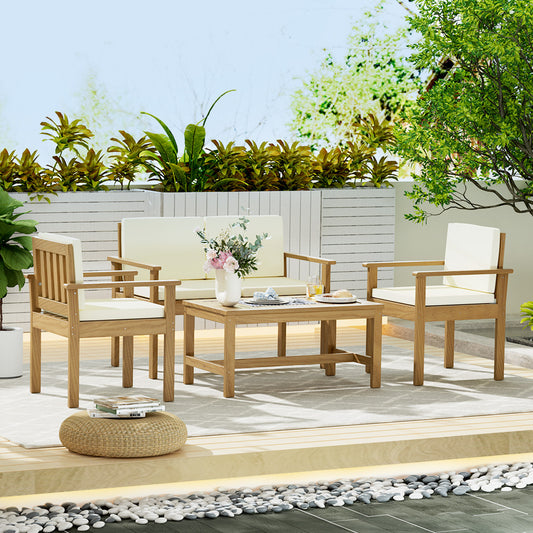 Gardeon 4-Piece Outdoor Sofa Set Wooden Couch Lounge Setting - TRENDZ