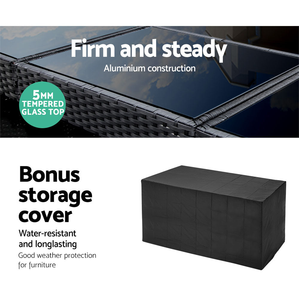 Gardeon 5-Piece Outdoor Bar Set Dining Table Stools Wicker Patio Setting - TRENDZ