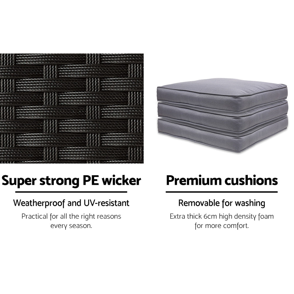 Gardeon 5-Piece Outdoor Bar Set Dining Table Stools Wicker Patio Setting - TRENDZ