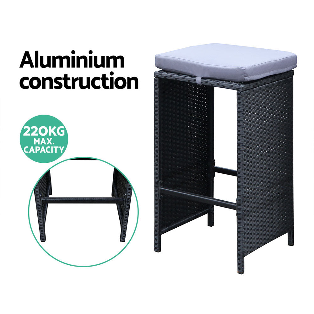 Gardeon 7-Piece Outdoor Bar Set Dining Table Stools Wicker Patio Setting - TRENDZ