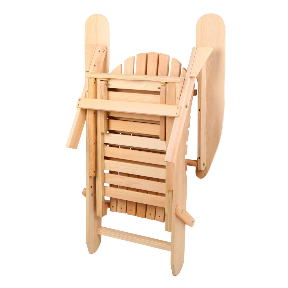 Gardeon 3PC Adirondack Outdoor Table and Chairs? Wooden Sun Lounge Beach Patio Natural - TRENDZ